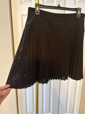 J. Crew Skirt Black Laser-Cut Pleated, Flowy, Quiet Luxury